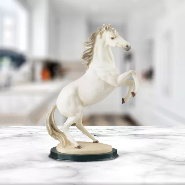 Standing White Mustang Statue 14"H Wild Animal Horse Figurine Room Decor