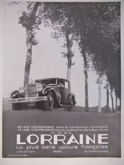 1933 Lorraine Press Advertisement The Most Beautiful French Car - Advertising