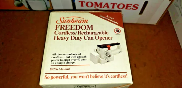 New Sunbeam freedom/rechargeable cordless heavy duty can opener #05256 NIB NOS