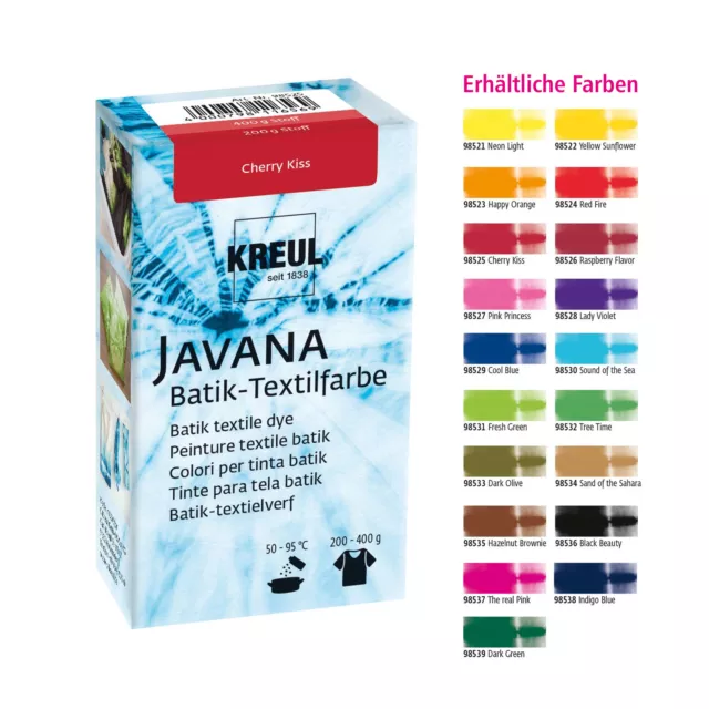 KREUL Batikfarbe Textilfarbe JAVANA  70g Färbefarbe Stofffarbe färben ve.Farben