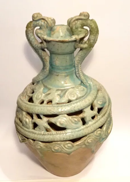 Amphore Seldjoukide A Glacure Turquoise - 1100 Ad - Medieval Sejuk Openwork Jug 2