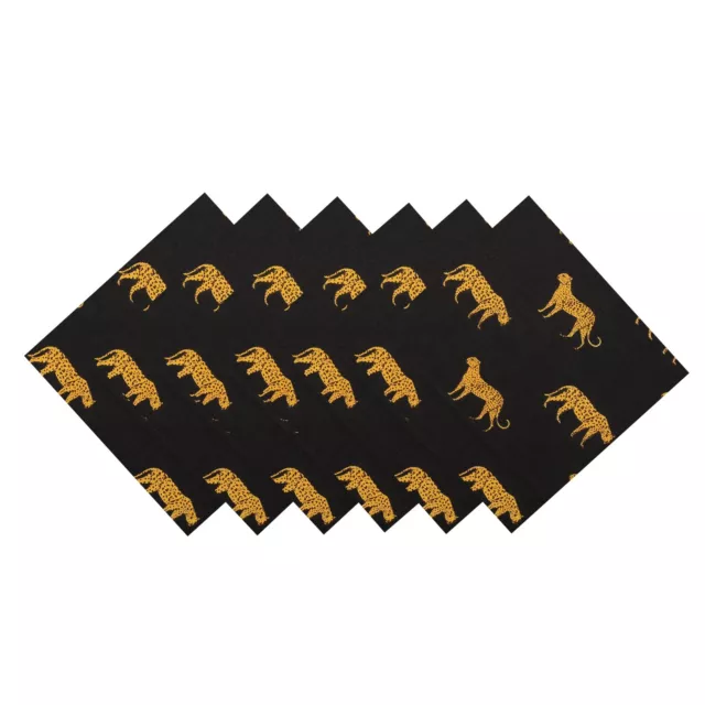 Black Panther Print 100% Cotton Voile Fabric Table Dinner Napkins Indian Set