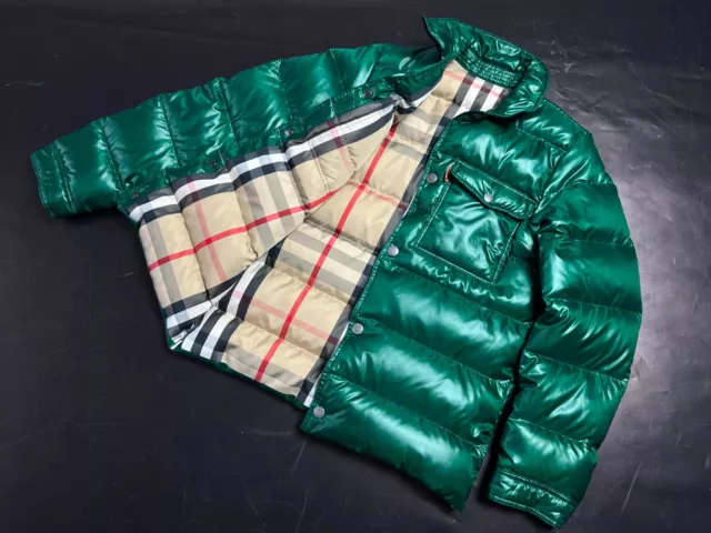 Auth Boys Burberry Quilted Puffer Green Nova Check Coat Jacket - 12 years 152 cm 3