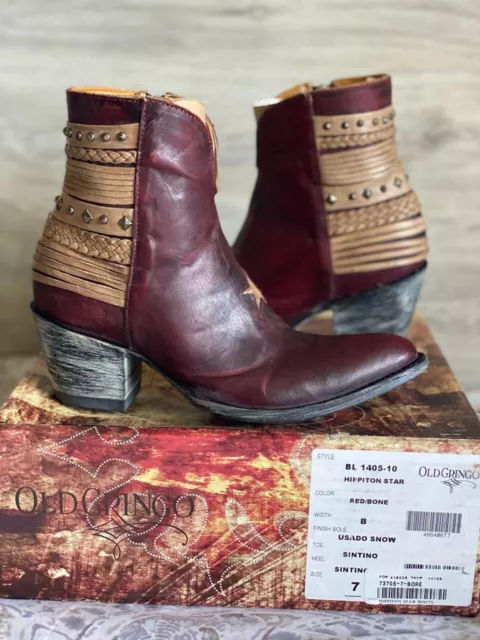 Old Gringo Cowgirl Western Boots Hippiton Star Sz 7 B Red Star Leather EUC
