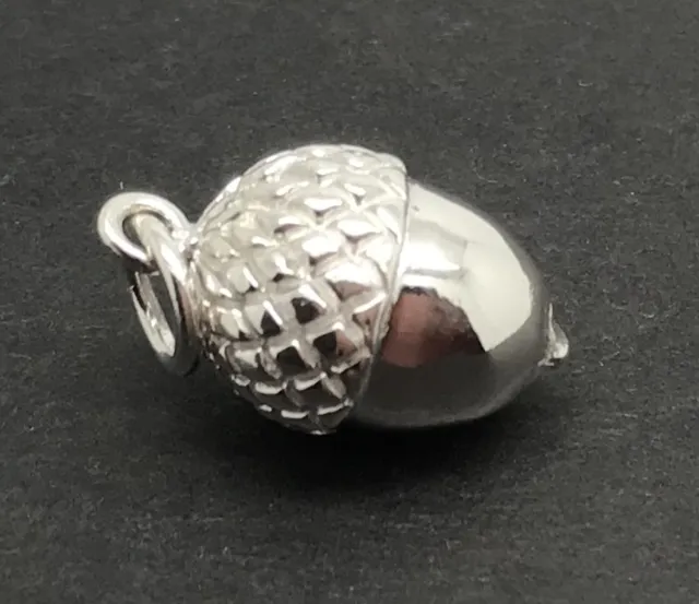 Acorn solid Sterling Silver Pendant, New. Heavy. Charm. No Chain. Gift box.
