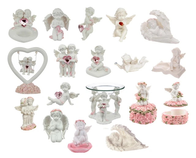 Cherub Ornament Teelicht Halter Ölbrenner Figur Herz Geschenk Engel Sammlerstück