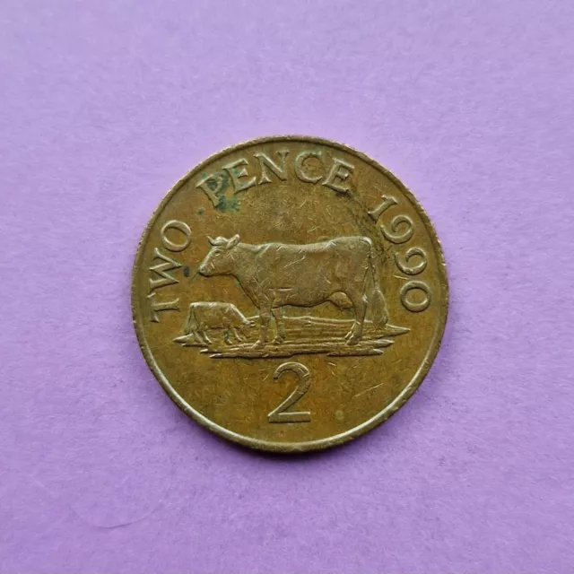 1990 Bailiwick of Guernsey Cow 2p Two Pence Circulated