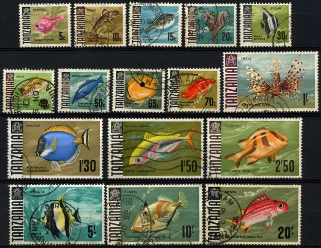 Tanzania 1967-73 SG#142-157 Fishes Definitives Used Chalk Paper Set #D73519