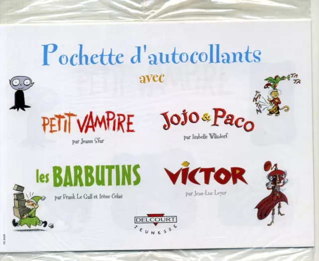 POCHETTE AUTOCOLLANTS PETIT VAMPIRE BARBUTINS, VICTOR,J0JO. DELCOURT jeunesse