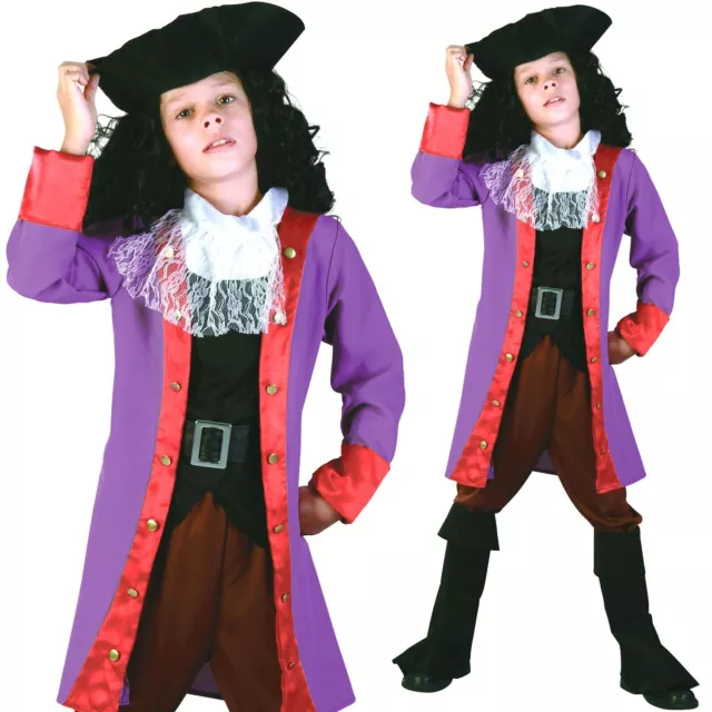 BOYS CAPTAIN HOOK Costume World Book Day Pirate Sailor Child Fancy Dress  Outfit £14.99 - PicClick UK