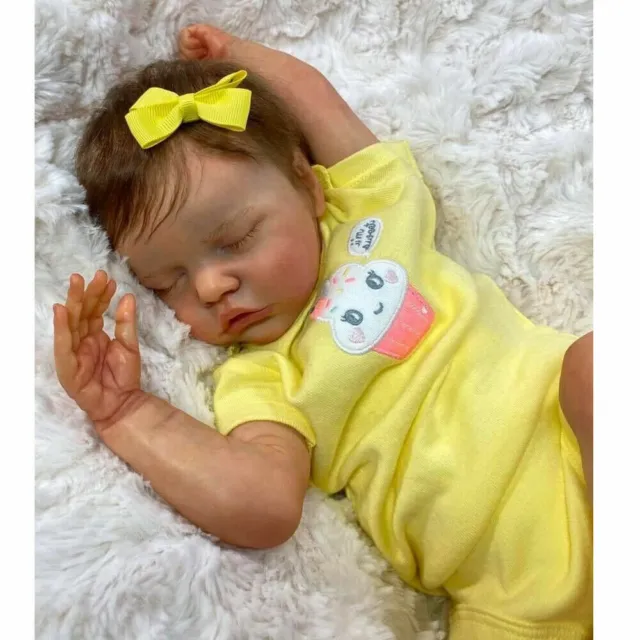 19 in Lifelike Reborn Dolls Baby Boy Girl Silicone Cloth Body Sleeping Newborn