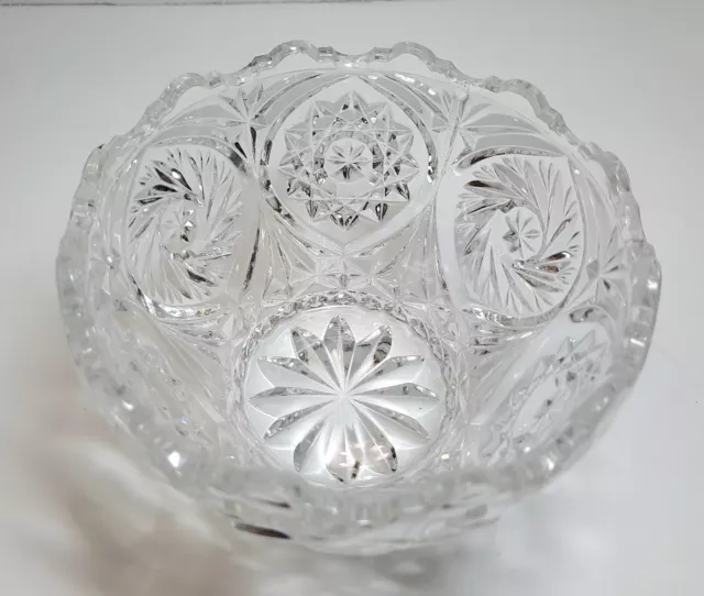 Vintage Crystal Footed Bowl Pressed Cut Glass Dish Candy Serving Collectible