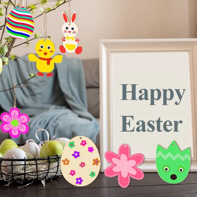 Wooden Easter Egg Bunny Hanging Ornaments, DIY Wooden Easter Egg Flower Slices
