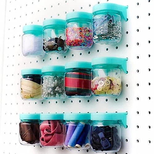 12 Pack Pegboard Accessories Organizer Storage Jars Attachement for Craft Sewing