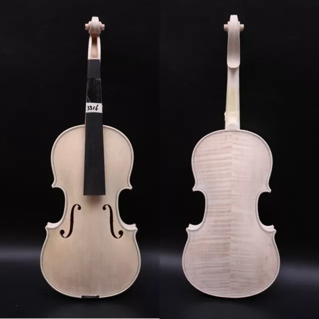 White Violin 4/4 Flamed Maple Handmade for Violin Maker Luthier DIY Unfinished