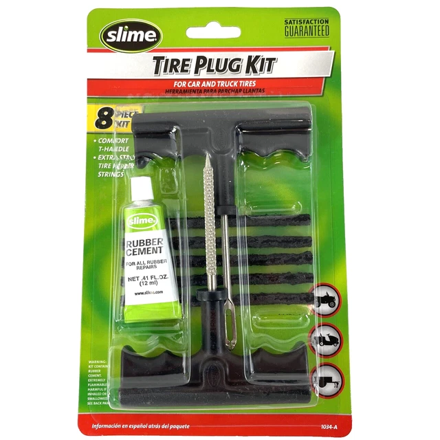 SLIME TIRE PLUG Kit Car Truck ATV Tires 8 piece Rubber Cement Plug