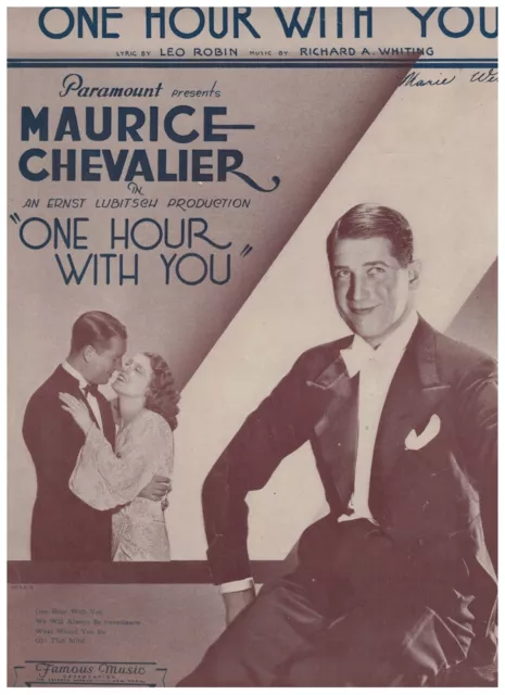 One Hour With You ~ Maurice Chevalier - Leo Robin - Paramount Sheet Music