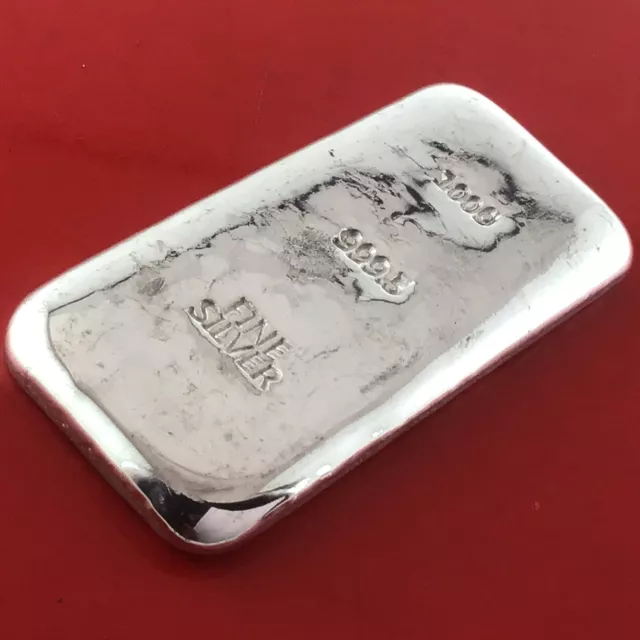 Hand Poured 100 Gram 999.5 Fine Grade Silver Bullion Investor Quality Ingot Bar