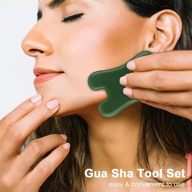 Set 4pz piastra massaggiatori giada naturale gua sha guaia sha guazzo piatto massaggiatori Regno Unito