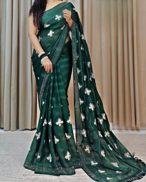 PRESENT EMBROIDERED WITH Great WORK SAREE