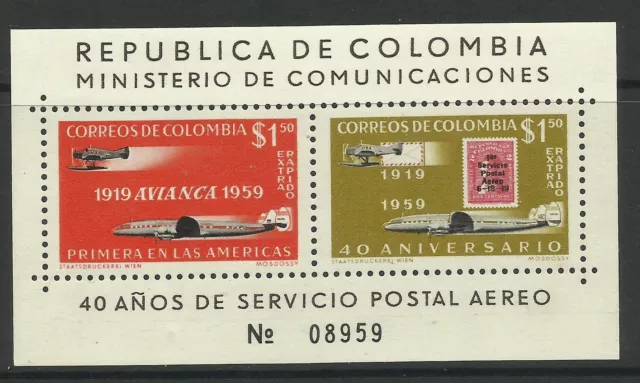 Kolumbien. 1959. Avianca Miniatur Blatt. Sg : MS1001. Mlh