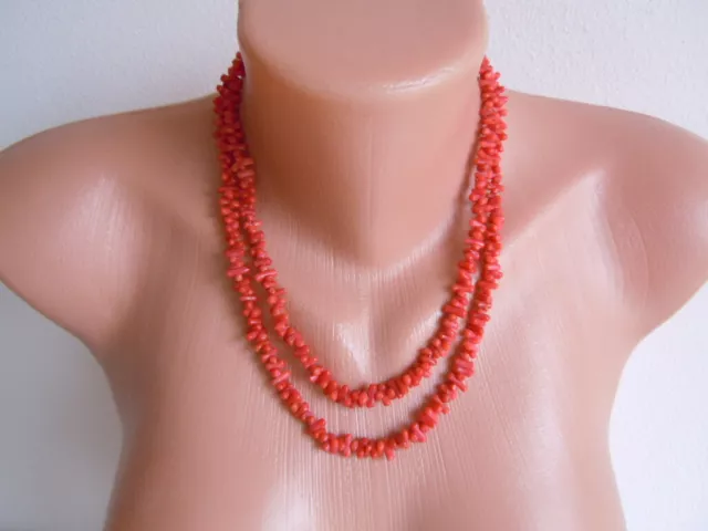 Chaîne Corail Astkoralle Collier de Corail 2-Rhg 53,4 G/47,5 CM