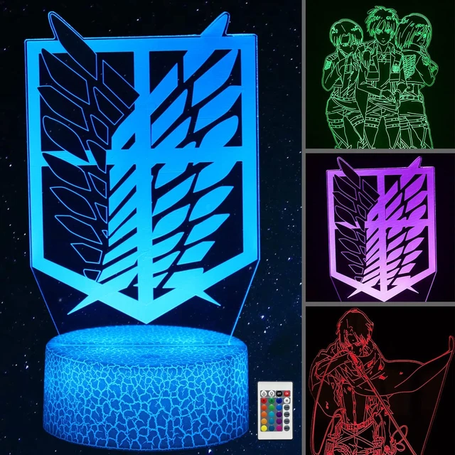 3D Attack on Titan Lamp, Levi Ackerman Anime Desk Lamp 3 Patterns and 16 Color C