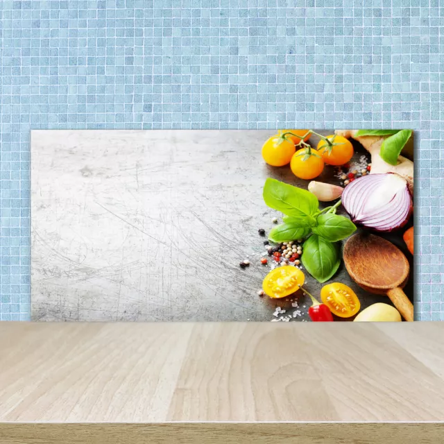 Panel de Cocina Único Vidrio Templado 4mm - Pegamento Gratis 100x50 Verduras