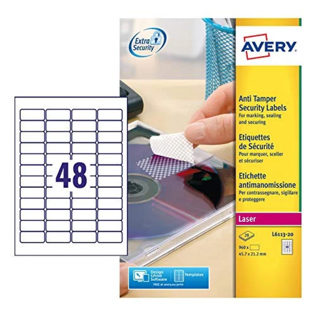 (TG. One size) Avery L6113-20- Set di Etichette per Identificare Cavi ElettriciB