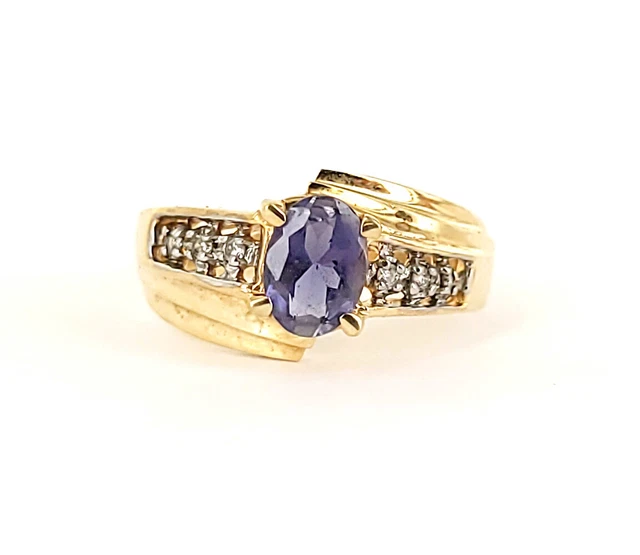 Bague Art Déco En Or Jaune 10k Avec Camée Coquillage Et Diamant - Taille 4 3/4 Occasion
