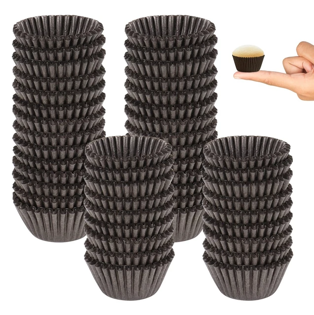 900 Pieces Mini Brown Cupcake Liners Mini Baking Cups Liners Mini Mu...