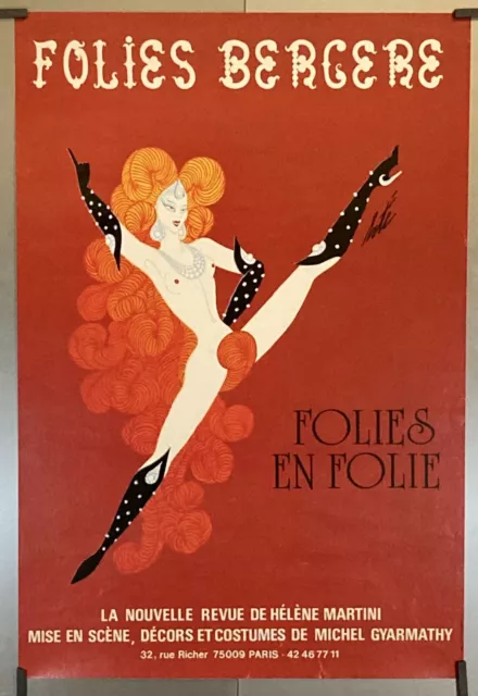 Erté	Folies Bergères Circa 1970 Affiche Originale	Cabaret Spectacle Paris
