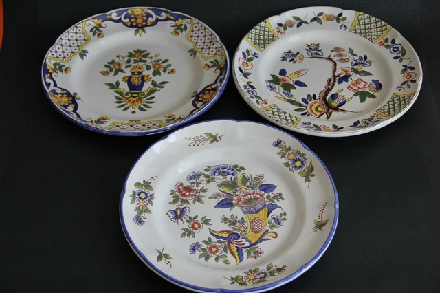 Assiette En Faïence St Clément Décor Floral Diamètre 24,5 cm