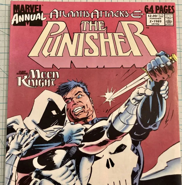 The Punisher Annual #2 NM 1st Battle of Moon Knight Atlantis Attacks 1990 Marvel 2