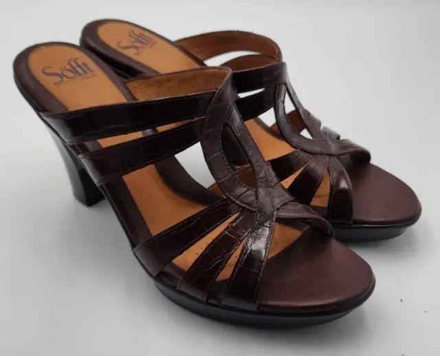 SOFFT PASCALE Brown Leather Strappy Heels Sandals Shoes Women's Size 10 M US EUC