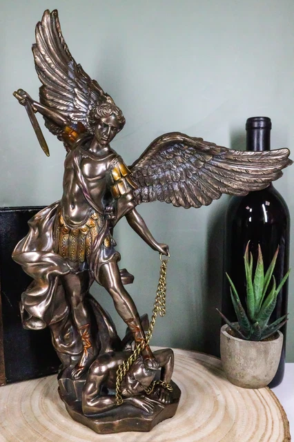 EBROS LARGE ARCHANGEL Saint Michael Slaying Satan Statue 14" Tall ...