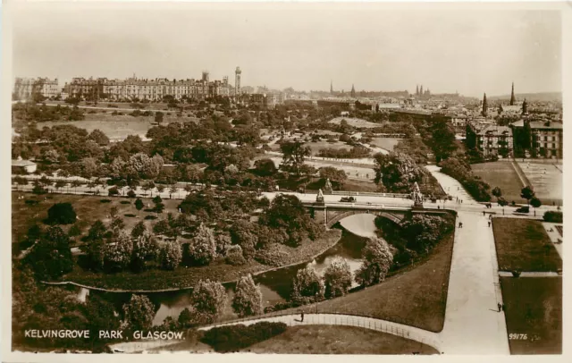 RPPC Postcard Kelvingrove Park Glasgow Scotland UK