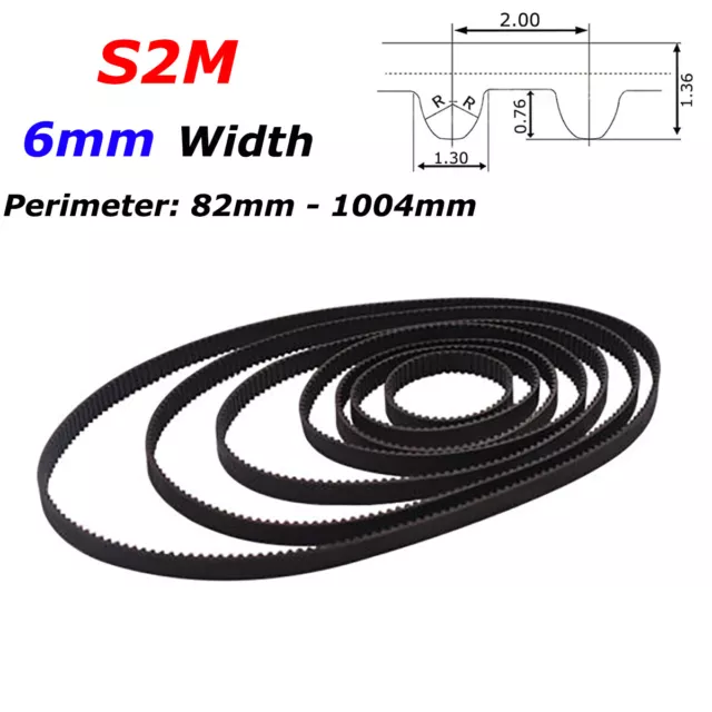 S2M Synchronous Timing Belt Closed Loop Rubber 6mm Width 3D Printer Pulley CNC