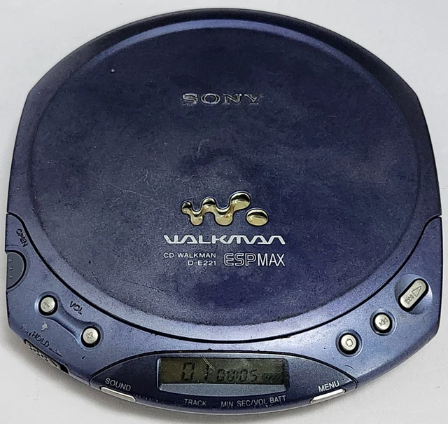 SONY WALKMAN D-E221 Discman CD Player ESP MAX Portable Blue Tested