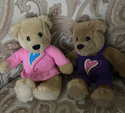 Hallmark Magnetic Kissing Bears Plush Stuffed Animal Valentine's Day Pink Purple