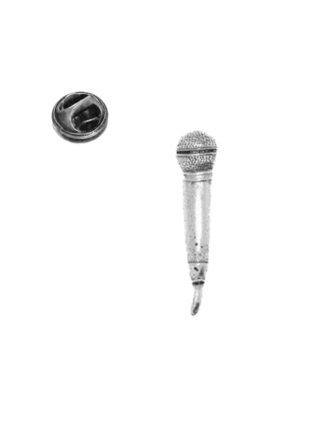 Microphone Mic Pin Badge made in UK from Fine English Pewter Lapel Music PP