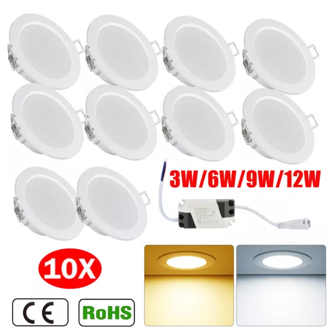 10x LED Panel Einbaustrahler Einbauleuchte Deckenleuchte Flach Rund Einbau Spot