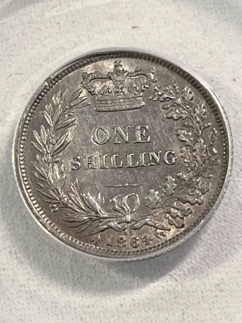 1864 Great Britain 1 Shilling Silver Coin Graded XF 45 by ANACS Die 65