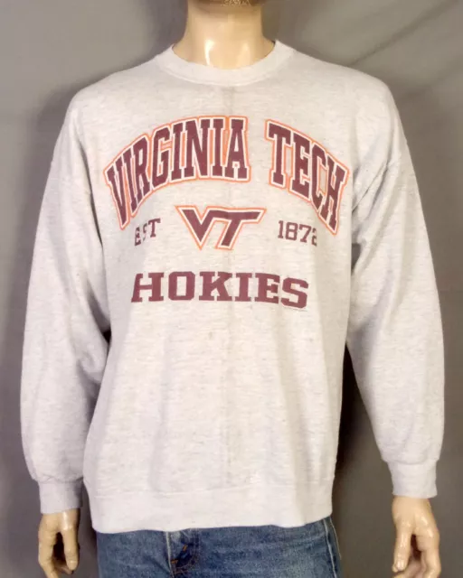 vintage 90s Hanes distressed Soft Thin VT Virginia Tech Hokies Sweatshirt sz XL