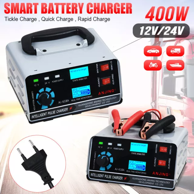 400W 30A Auto Intelligente Batterieladegerät 12V 24V KFZ LKW Batterie Ladegerät