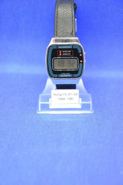 Ruhla schöne Uhr  DDR QLC eurochron CHRONOGRAPH QUARZ UHR KALIBER 15-02