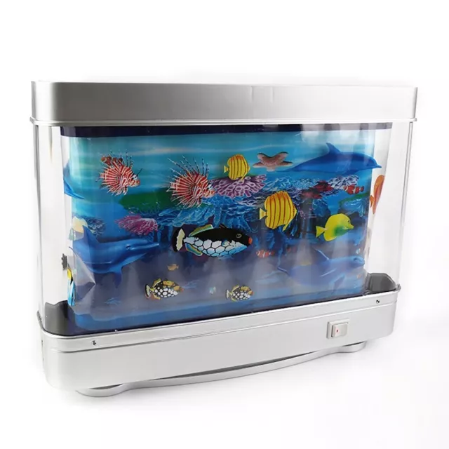 Mini Fish Tank Aquarium Sea View Fish LED Light Lamp Desktop Ornamental Decor