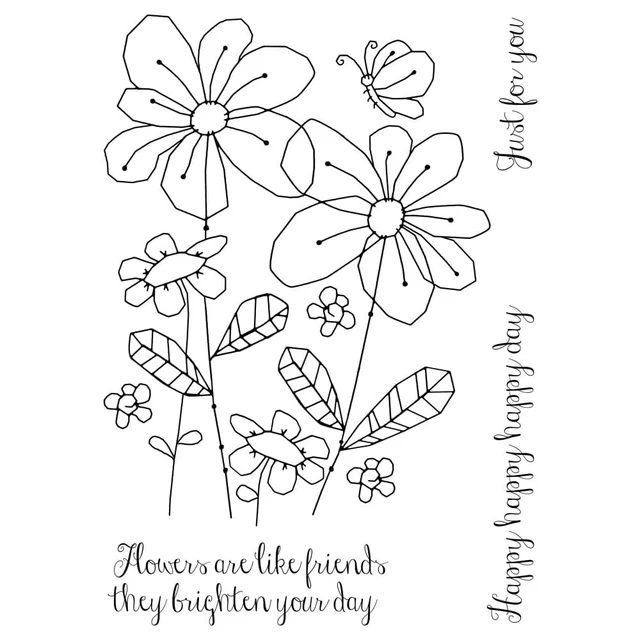 Woodware Summer Meadow Clear Stamp Set Flowers Butterfly Birthday Card Making