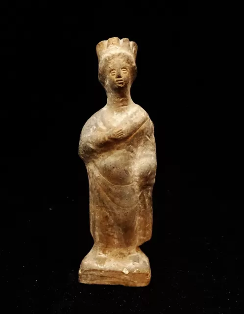 Statuette Grecque - Kore Coiffee Du Polos - 600 Bc - Greek Crowned Priestess