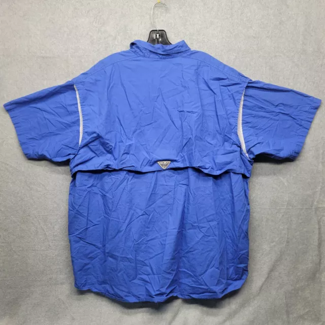 COLUMBIA PFG BONEHEAD Shirt Mens 2XL Blue Button Up Short Sleeve Vented ...